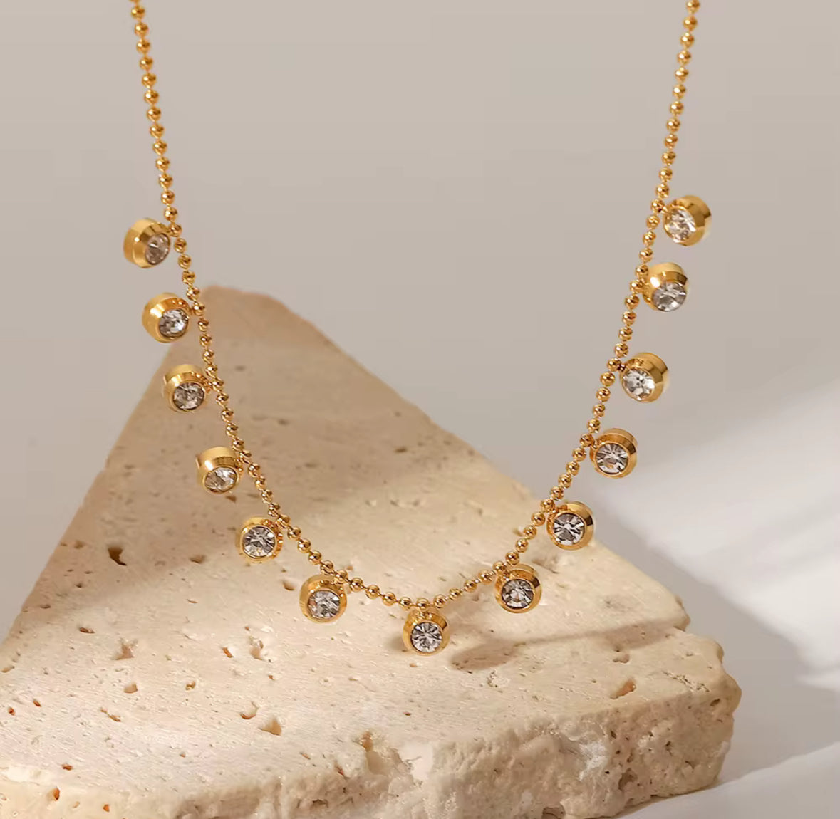 Dainty Golden Beaded Chain Necklace