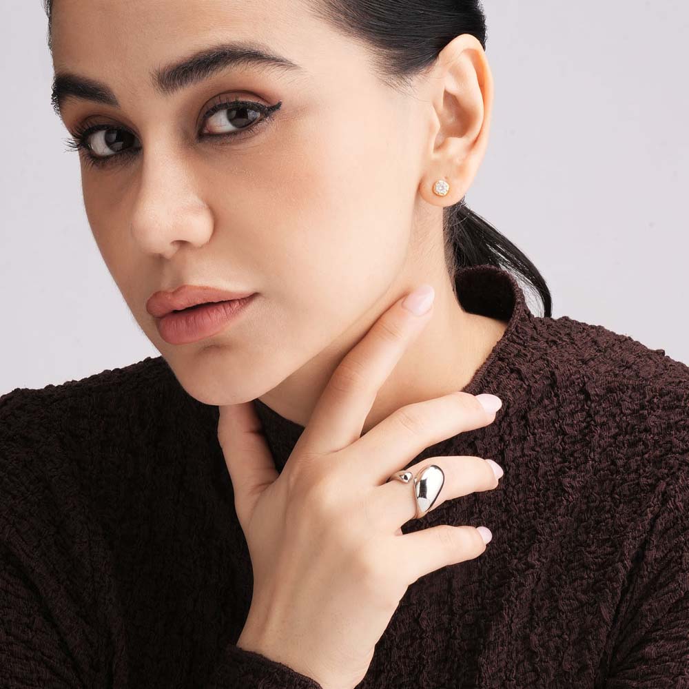Silver Teardrop Sculpt Ring