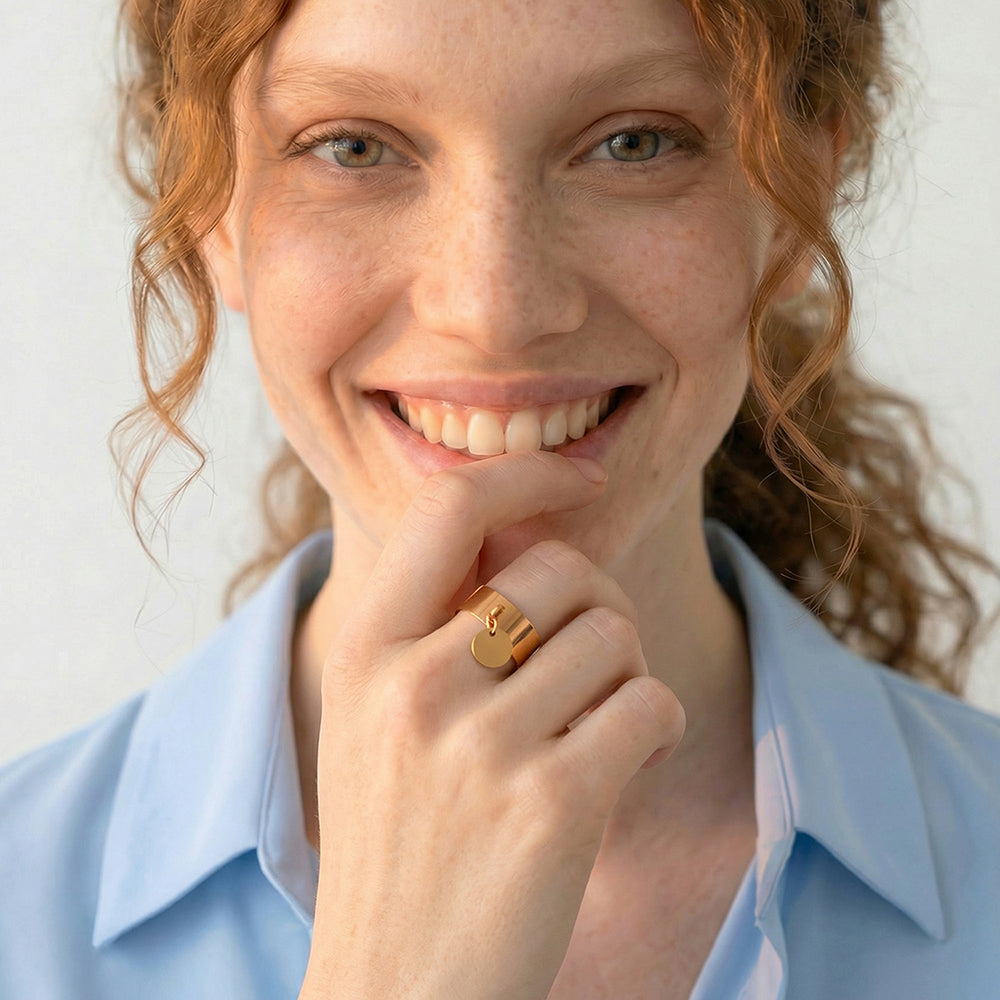 Disc Charm Cuff Ring