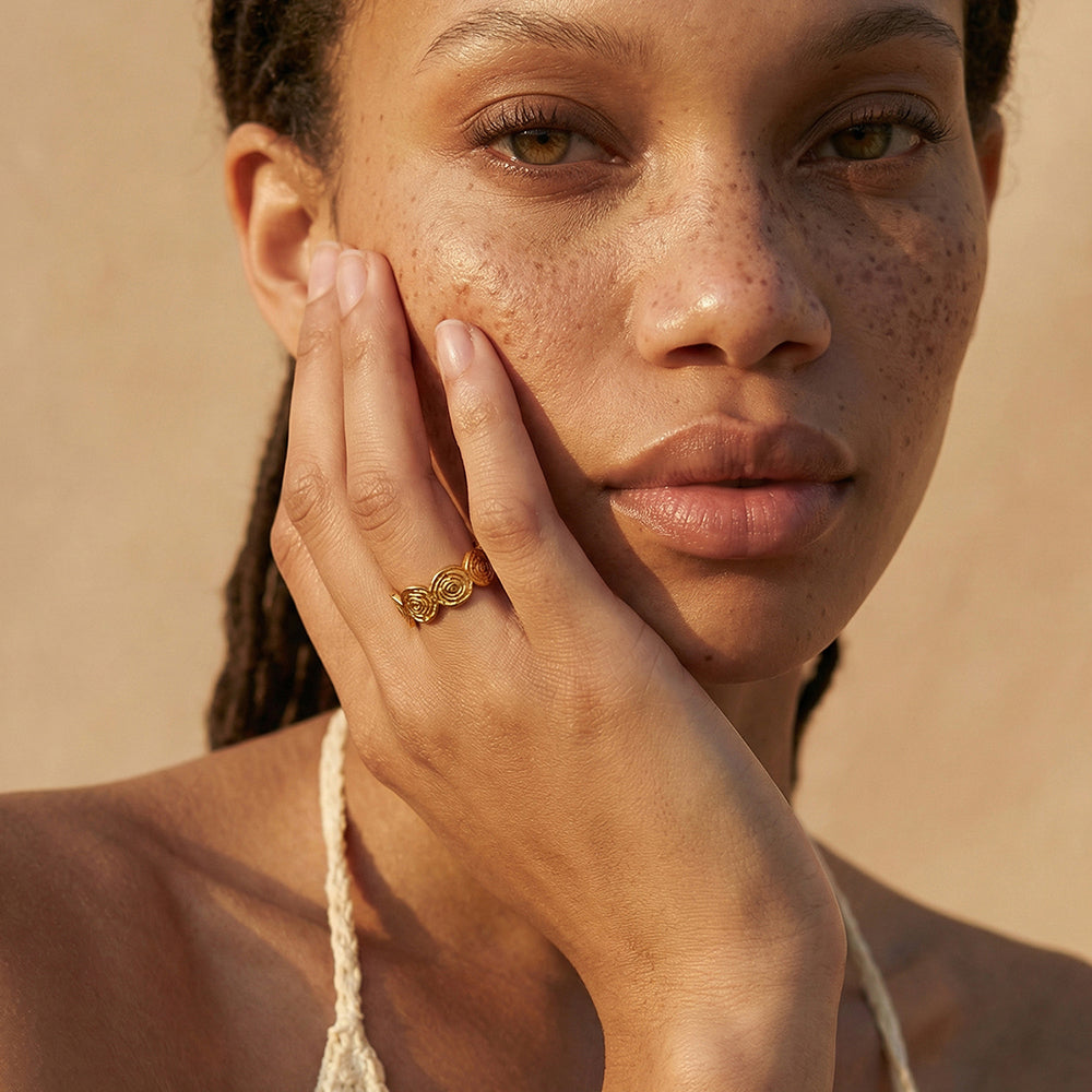 Textured Disc Open Ring