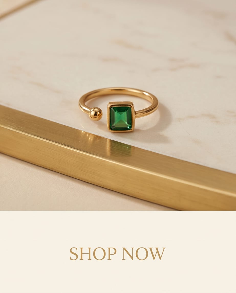 Green Stone Adjustable Ring