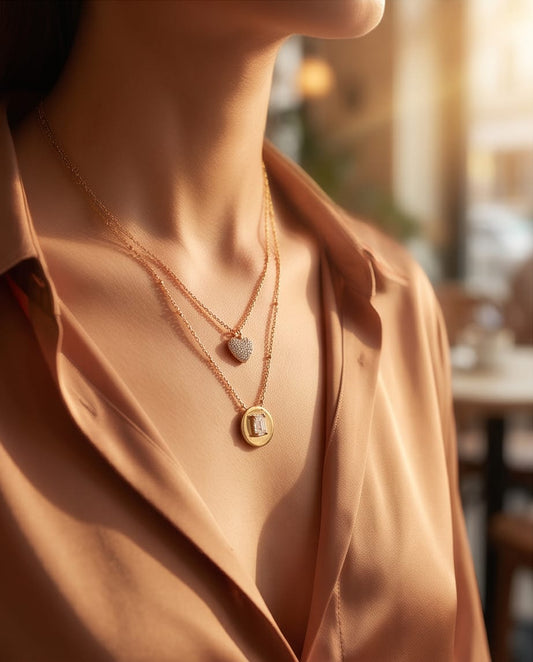 Dual Diamond Charm Necklace