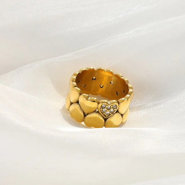 Gold Hearts Band Ring