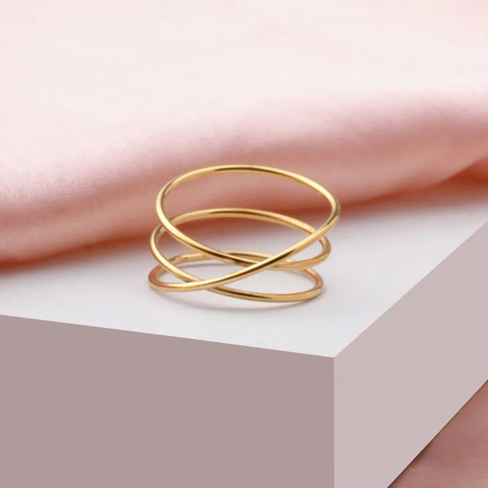 Luxe Layer Stacked Golden Ring