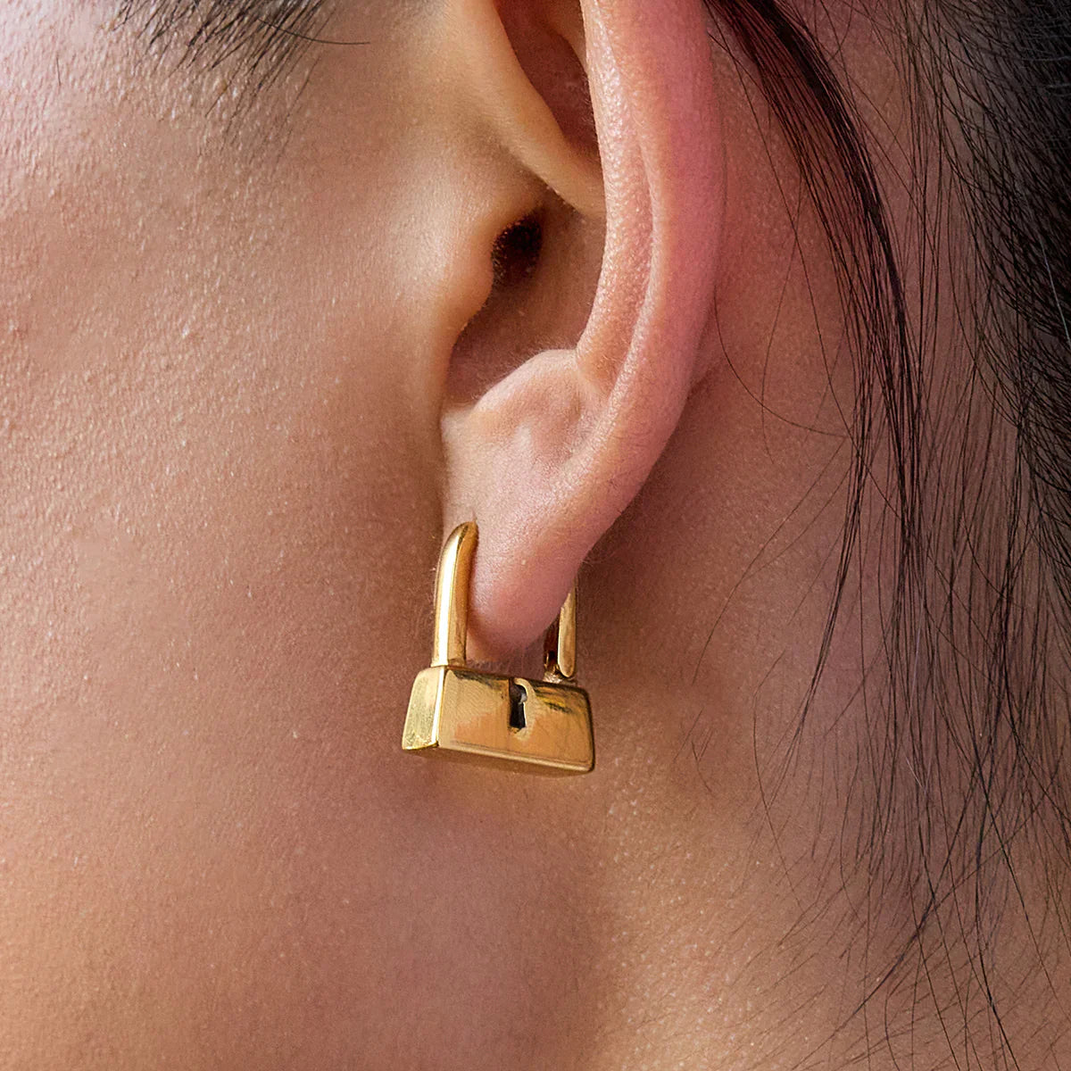 Golden-Toned Padlock Dangle Earrings
