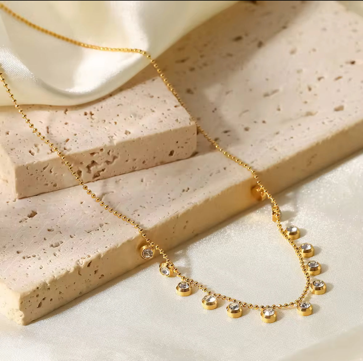 Dainty Golden Beaded Chain Necklace