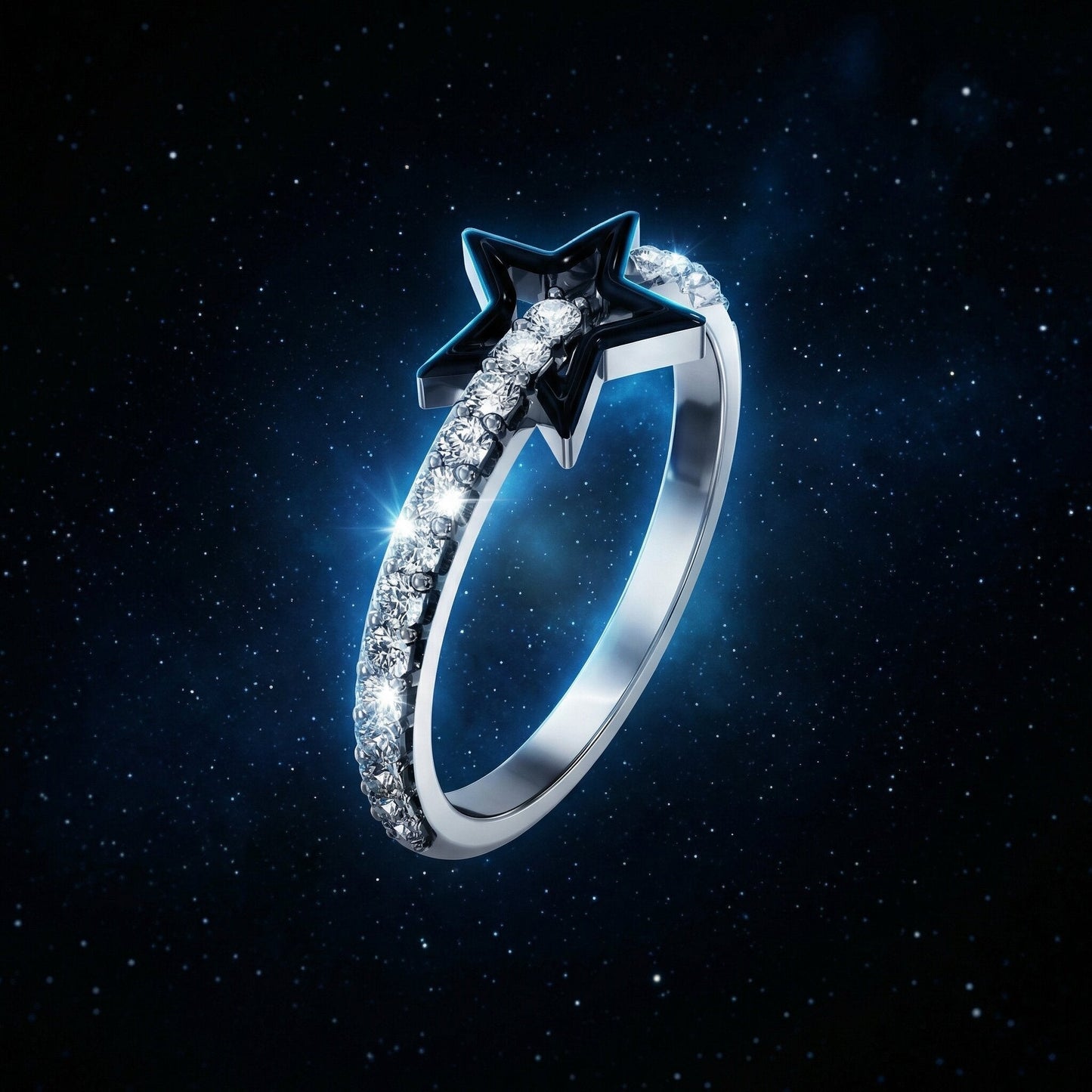 Starlight Noir CZ 925 Silver Ring