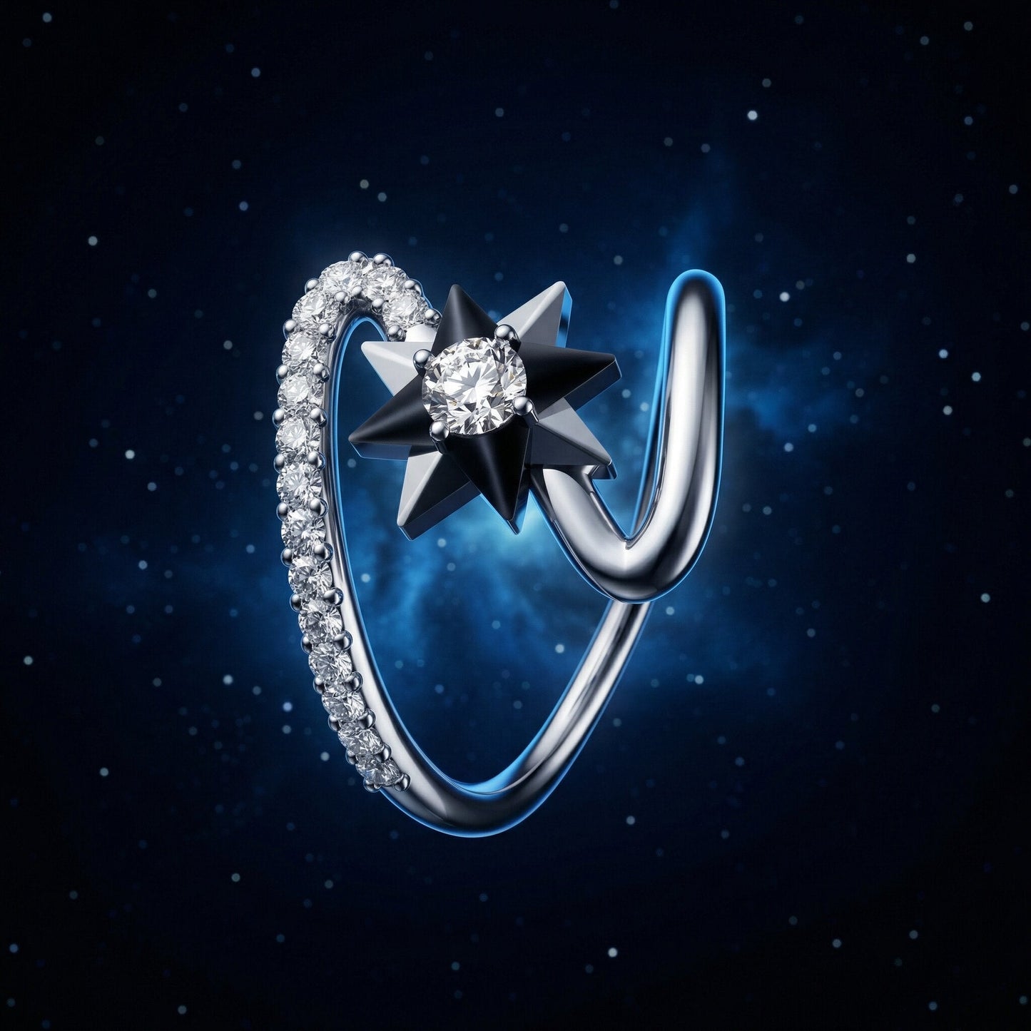 Twilight Star CZ 925 Silver Ring