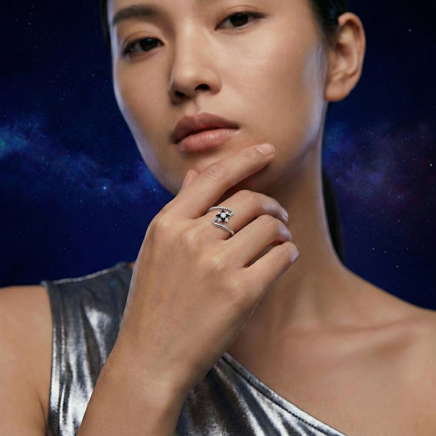 Twilight Star CZ 925 Silver Ring