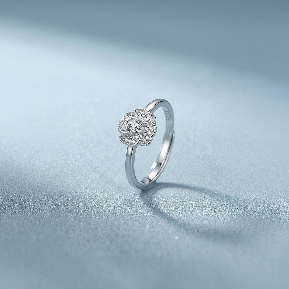 Floral Solitaire 925 Sterling Silver Ring