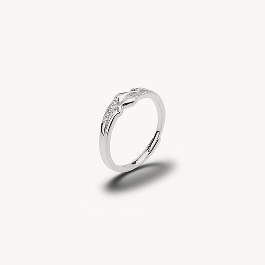 Interlocked Heart Sparkle 925 Sterling Silver Ring
