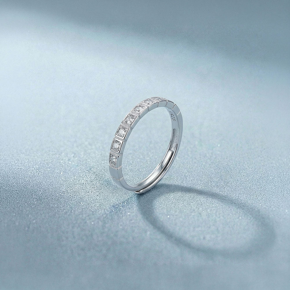 Gleaming Line Structured 925 Sterling Silver Ring