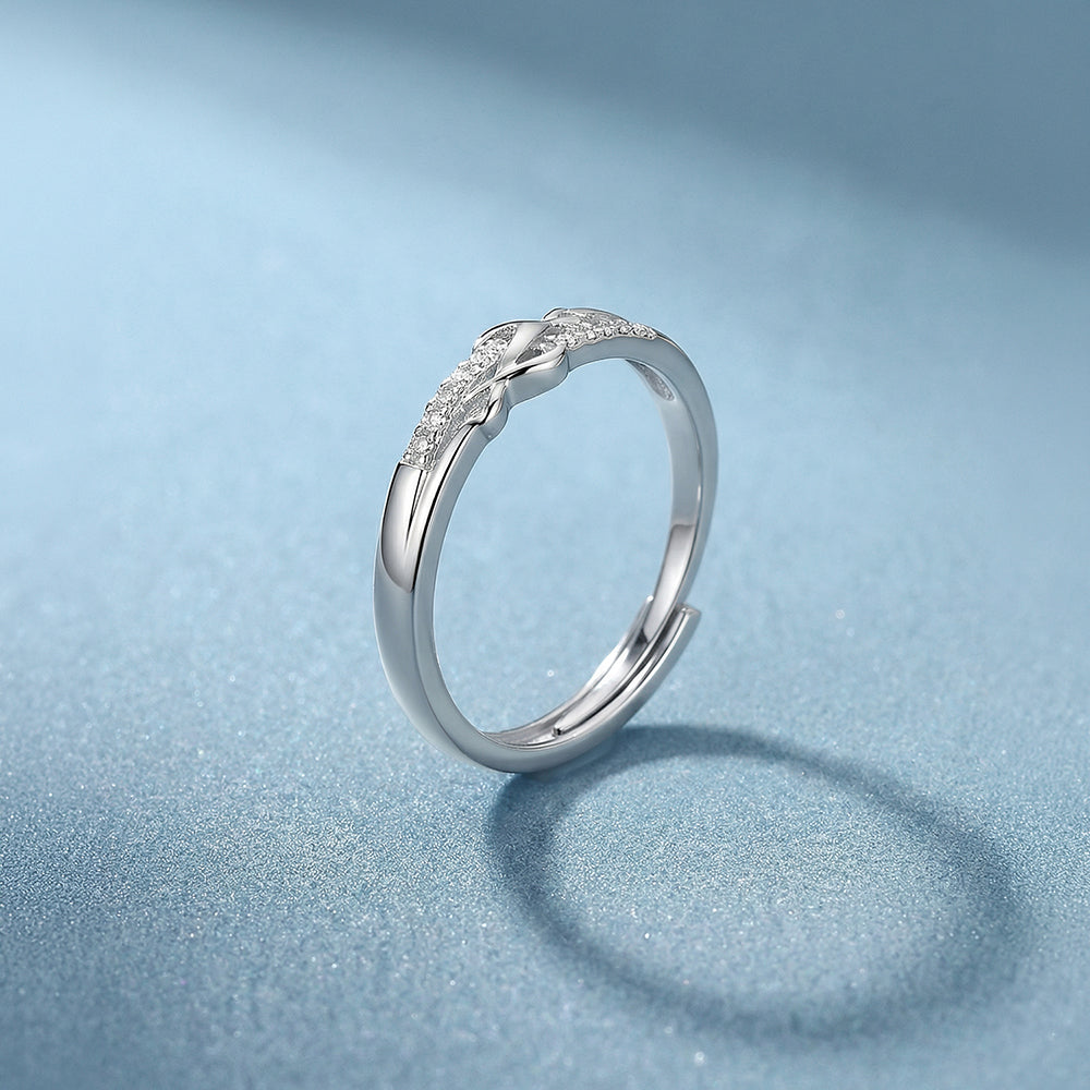 Interlocked Heart Sparkle 925 Sterling Silver Ring