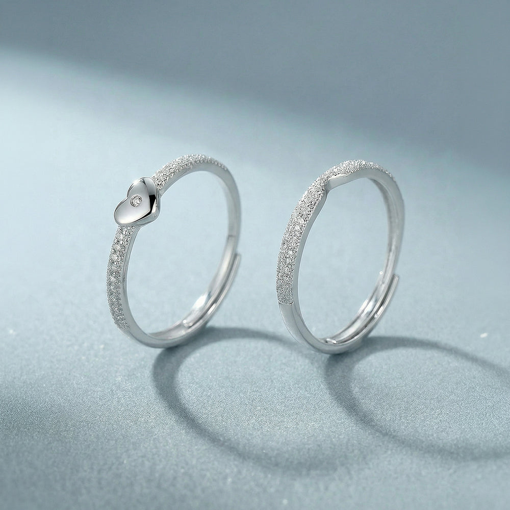 Minimal Heart Accent 925 Sterling Silver Stackable Ring