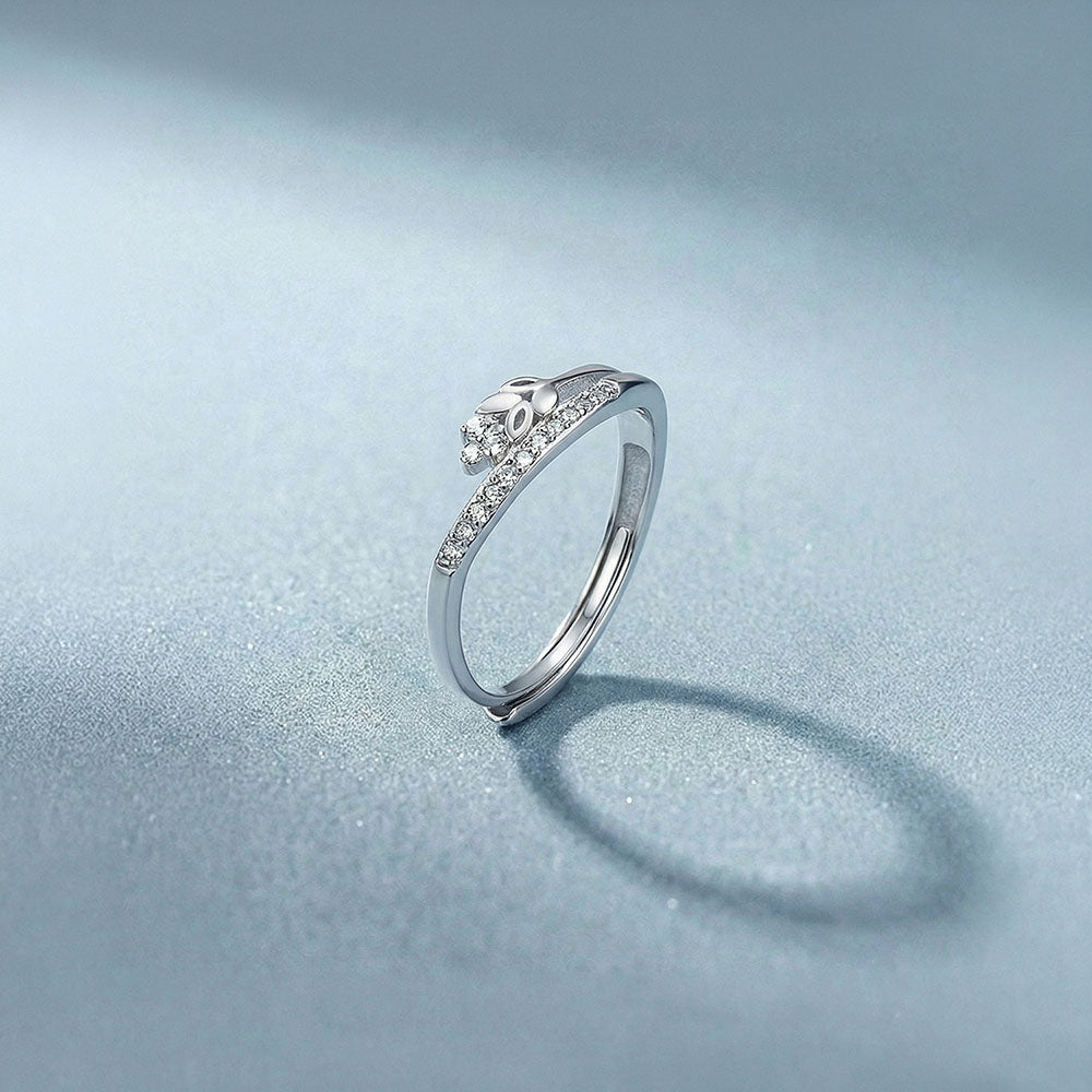 Floral Layer Line 925 Sterling Silver Ring