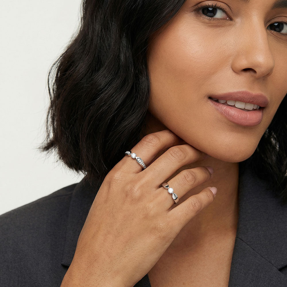 Twin Spark 925 Sterling Silver Stack Rings