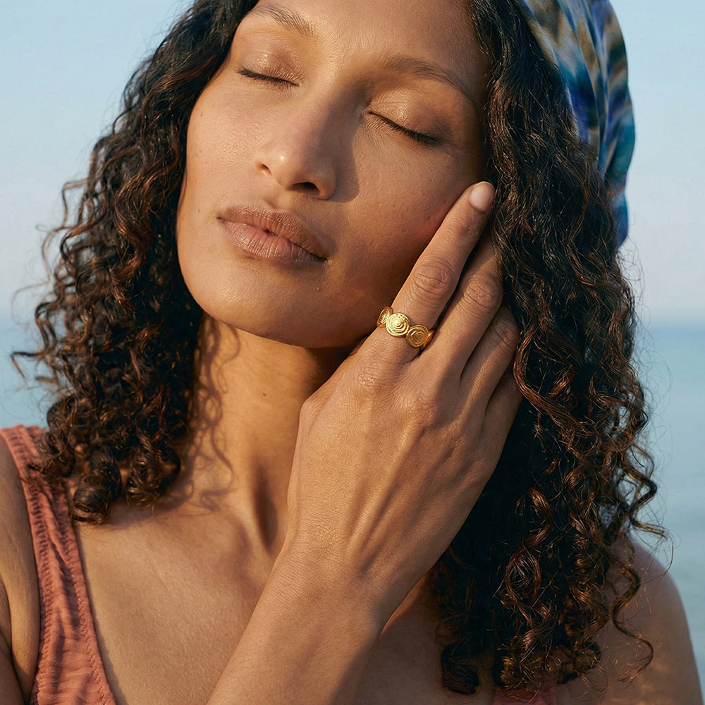 Textured Disc Open Ring