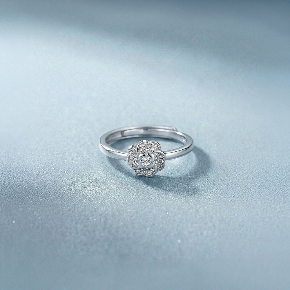 Floral Solitaire 925 Sterling Silver Ring