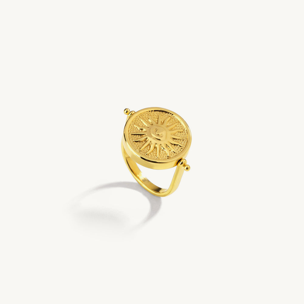Sun Motif Medallion Ring