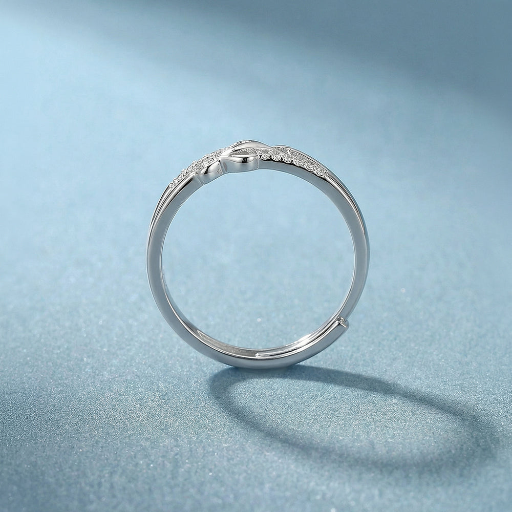 Interlocked Heart Sparkle 925 Sterling Silver Ring