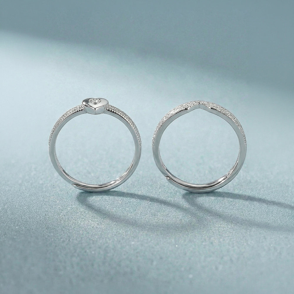 Minimal Heart Accent 925 Sterling Silver Stackable Ring