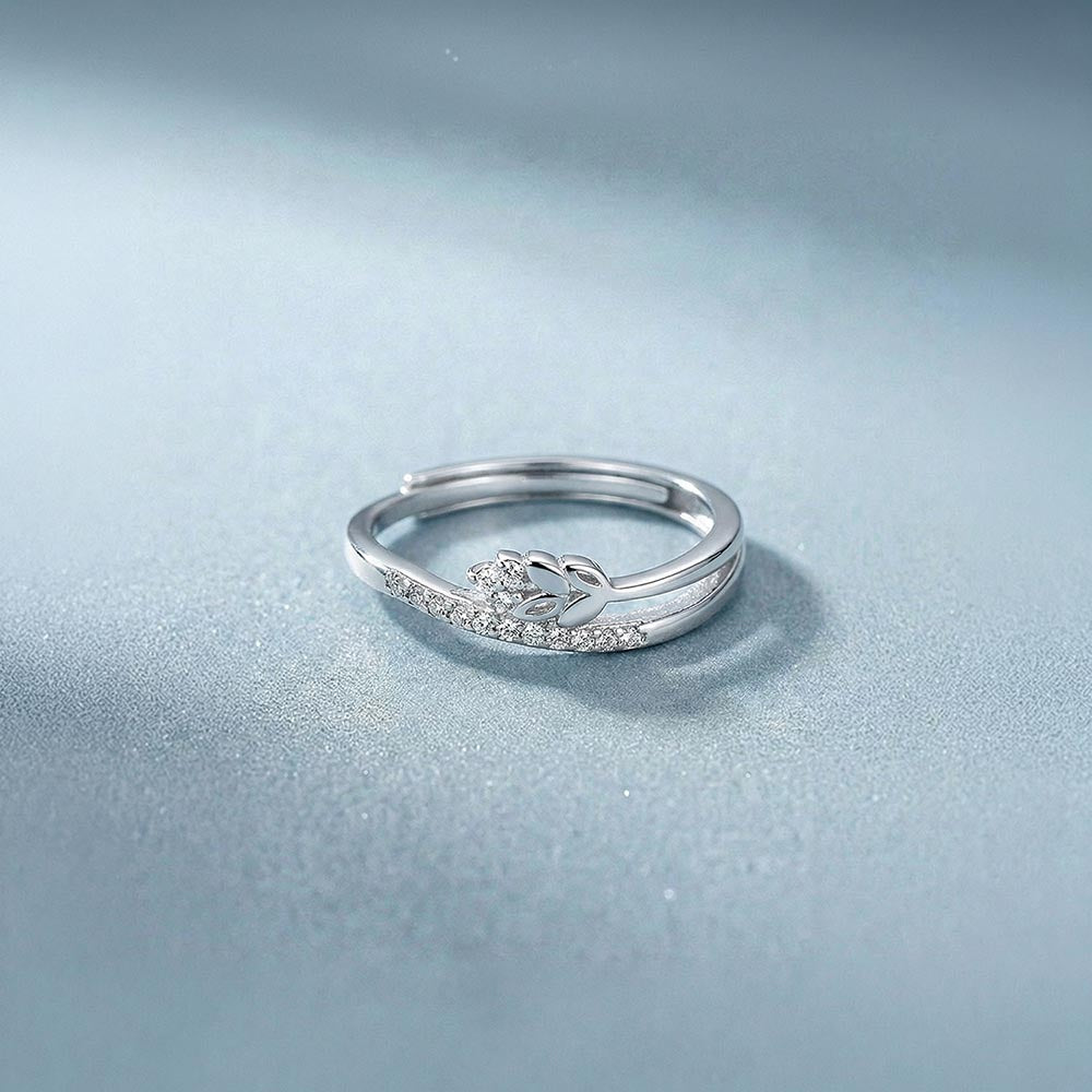 Floral Layer Line 925 Sterling Silver Ring