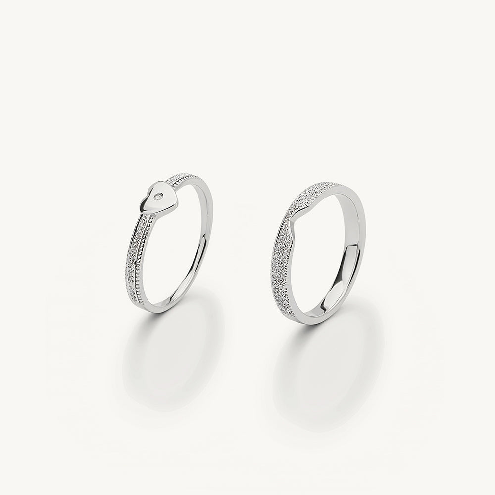 Minimal Heart Accent 925 Sterling Silver Stackable Ring