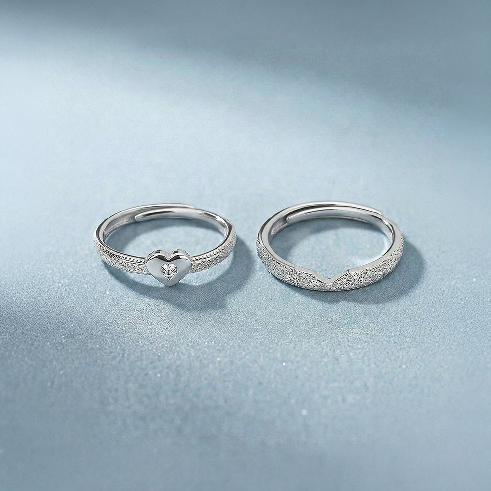Minimal Heart Accent 925 Sterling Silver Stackable Ring