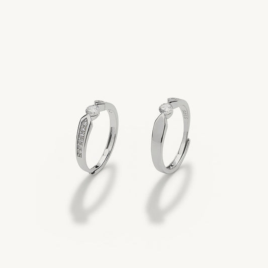 Twin Spark 925 Sterling Silver Stack Rings