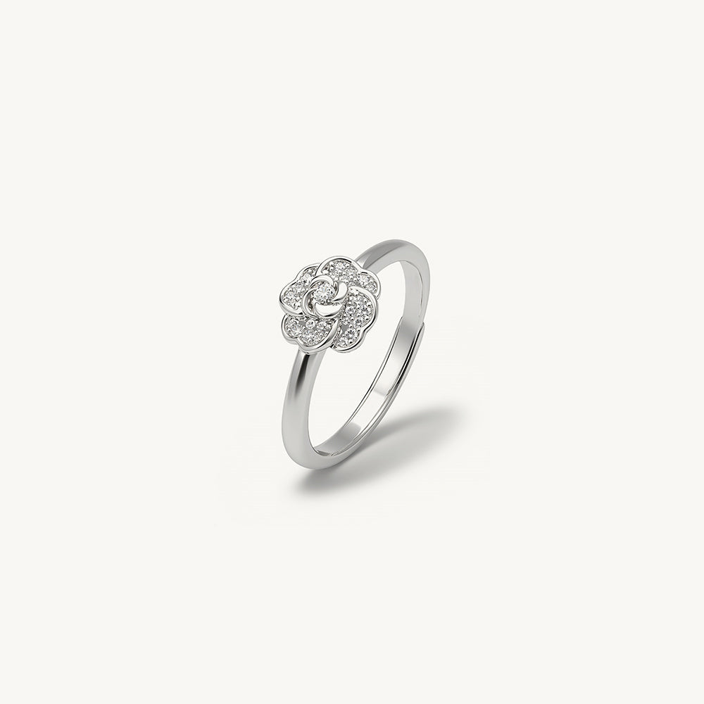 Floral Solitaire 925 Sterling Silver Ring