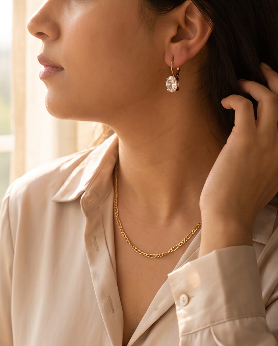 Gold Diamond Princess Earrings