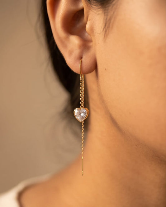 Gold Chain Heart Earrings