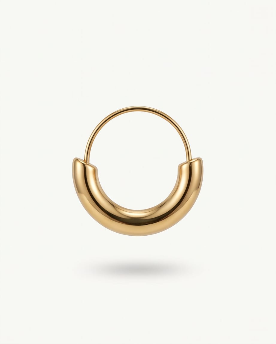 Semi Cicular Golden Hoops