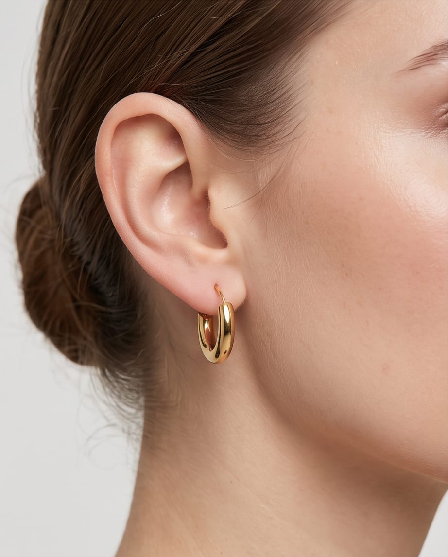 Semi Cicular Golden Hoops