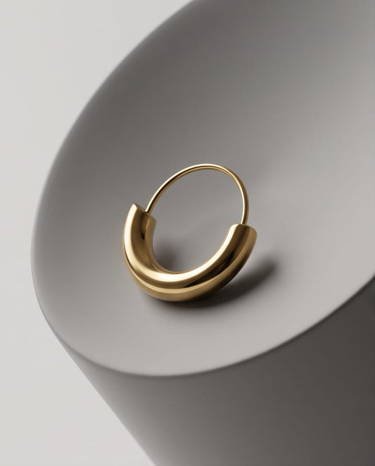 Semi Cicular Golden Hoops