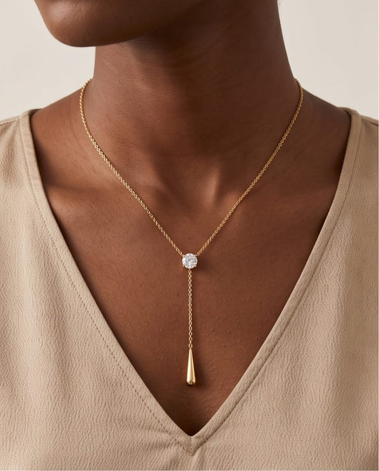 V Neck Single Stone Minimalistic Neckalce