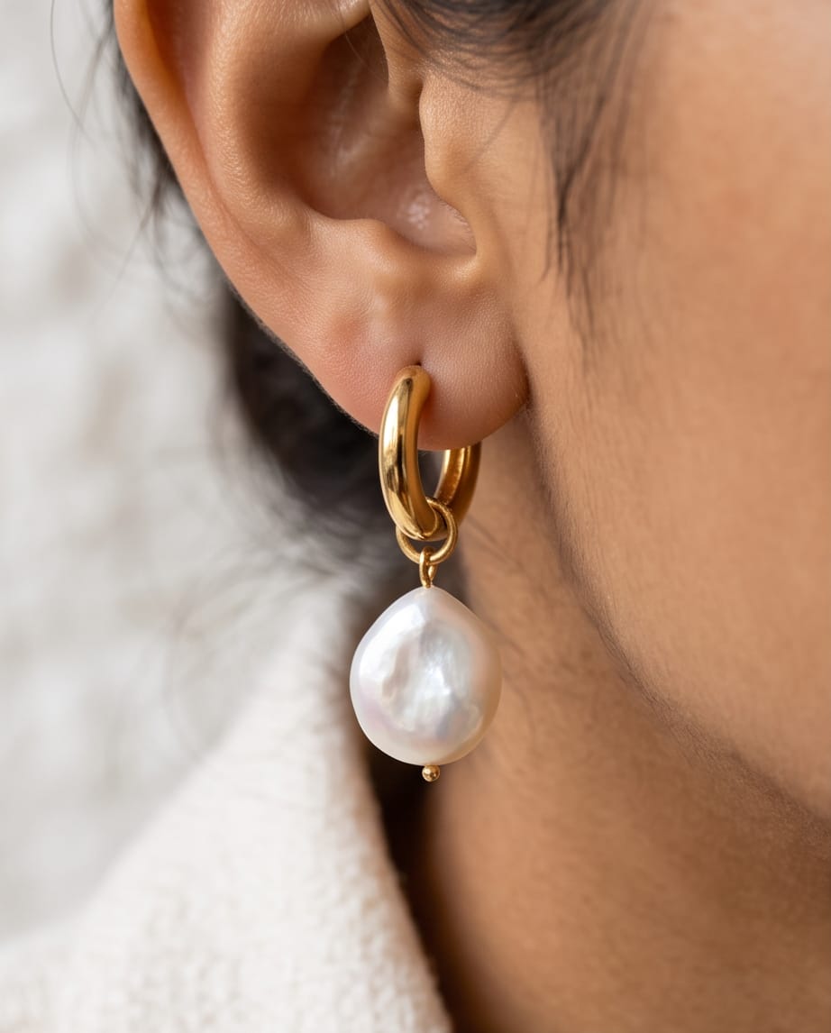 Moon Earrings With Hoops