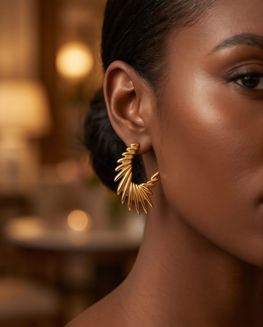Elegant Gold Feather Earring
