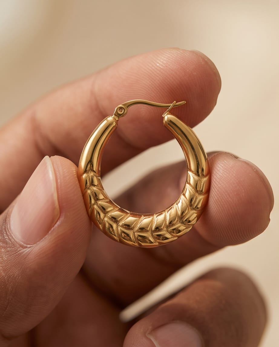 Gold Leafy Hoops