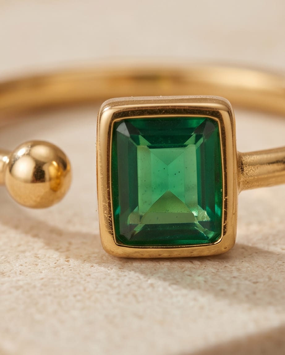 Green Stone Adjustable Ring
