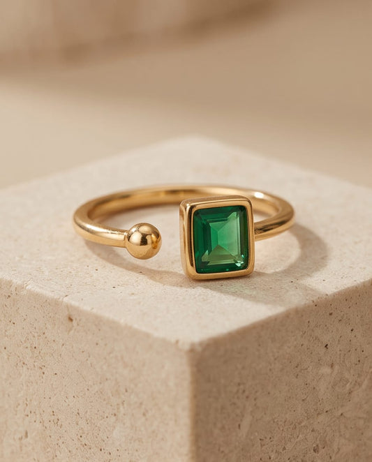 Green Stone Adjustable Ring