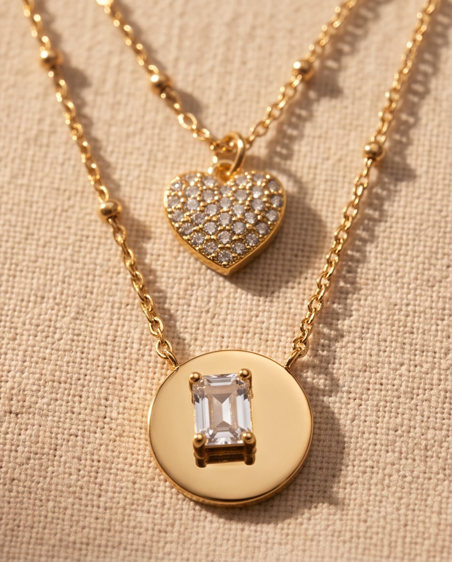 Dual Diamond Charm Necklace