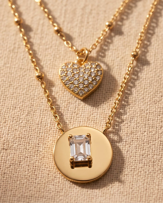 Dual Diamond Charm Necklace
