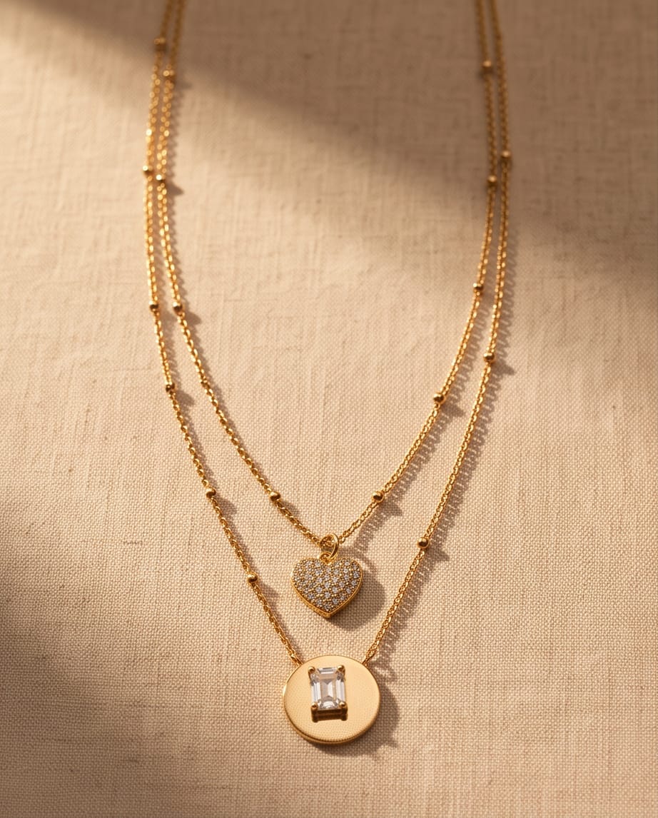 Dual Diamond Charm Necklace