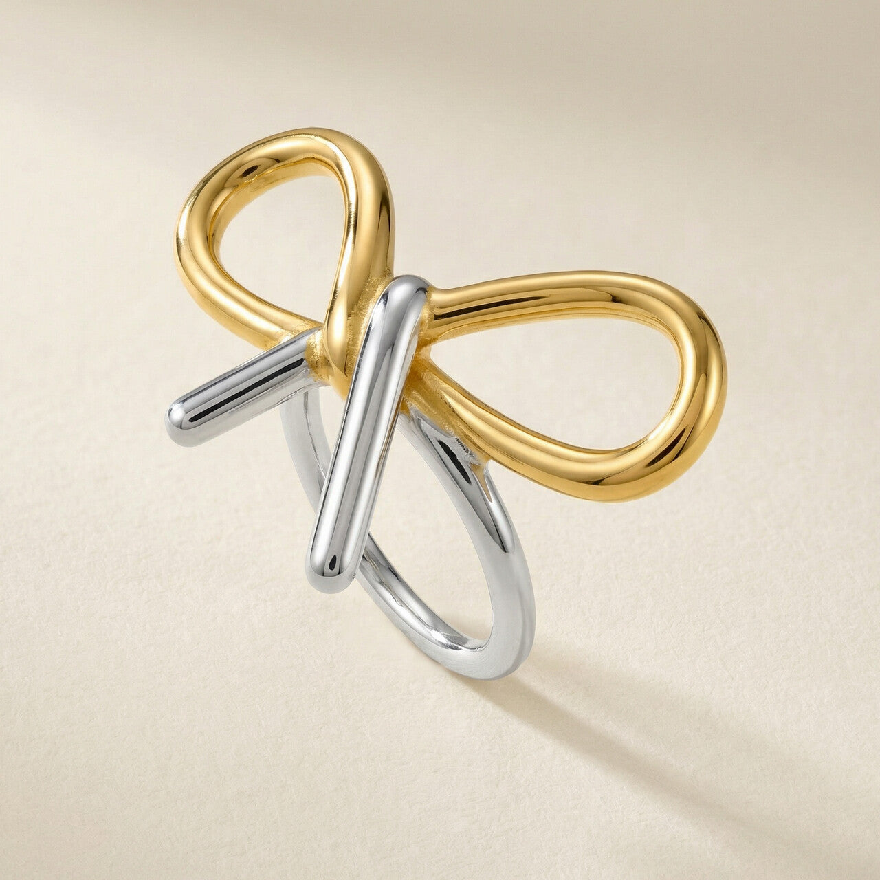 Dual Tone Intertwined Infinity Ring