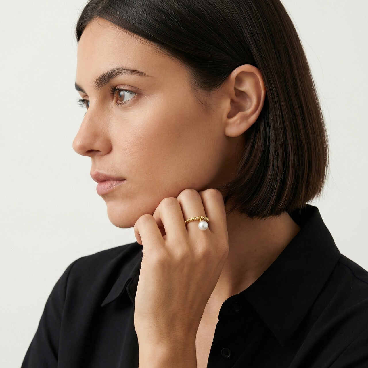 Pearl Charm Rope Ring