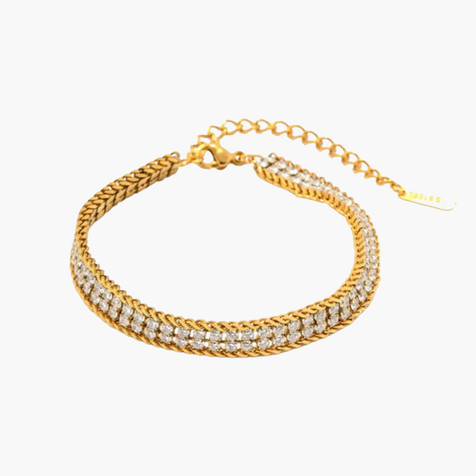 Double Layer Golden-Toned Zirconia Bracelet