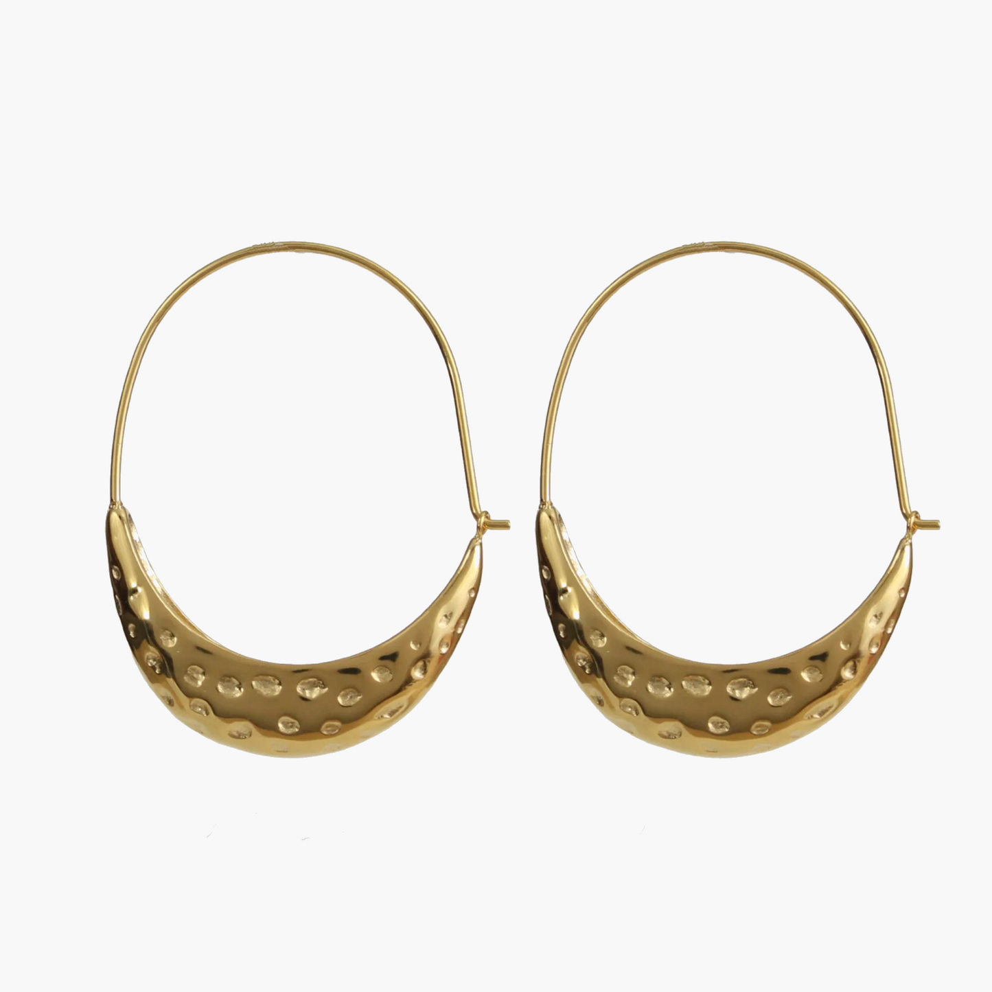 Golden-Toned Textured Crescent Hoop Earrings