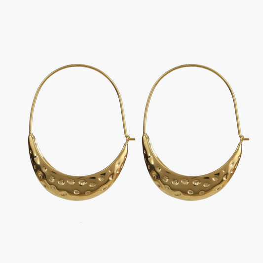 Golden-Toned Textured Crescent Hoop Earrings